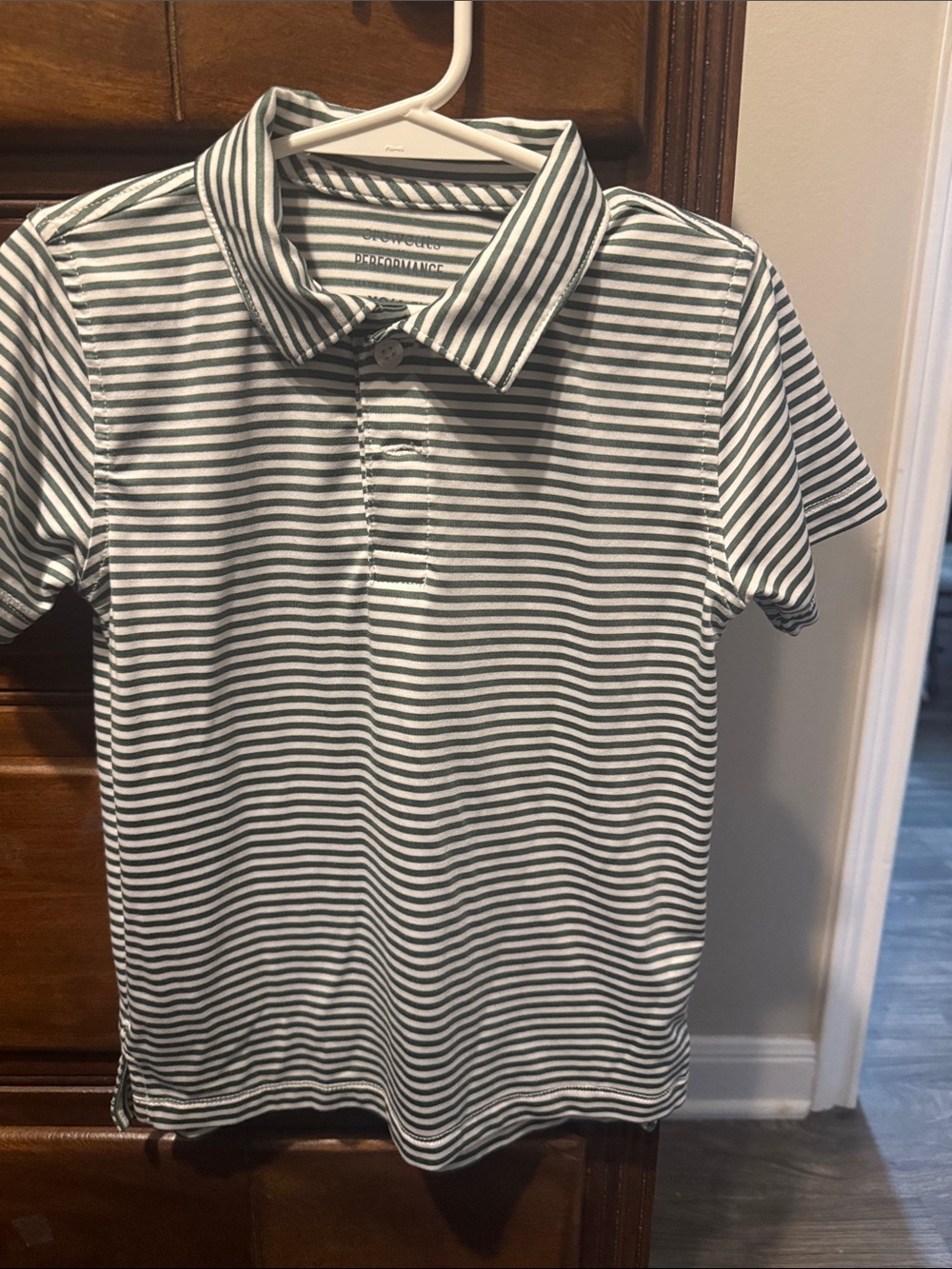 Crewcuts Green and White Striped Polo